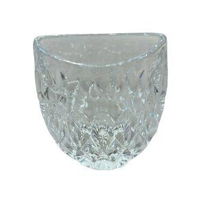 Vintage Pressed Glass Triangular Bowl Starburst Base Candle Holder Trinket